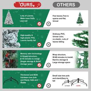 Sapin de Noël à charnière floqué en PVC de haute qualité 7.5ft ignifuge respectueux de l'environnement pour les décorations de Noël artificiel - Product Image 6