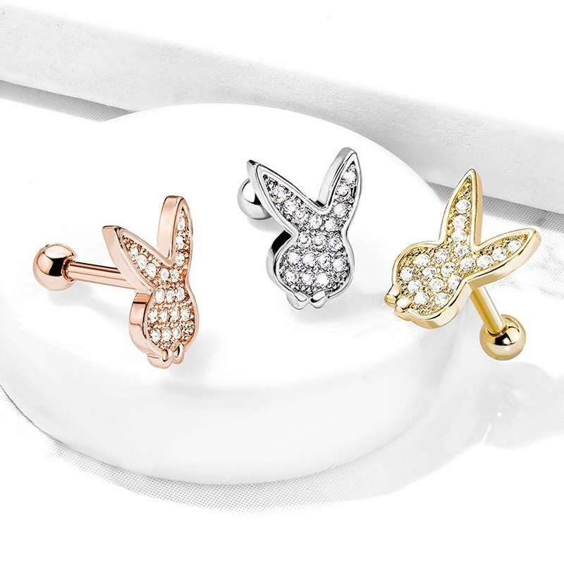 WOFASHPURET Bunny Rabbit Earrings For Women - Cute Zircon Stud Earrings, Vintage Alloy Jewelry Gift