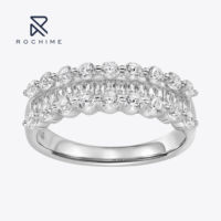 Bague demi-cercle en forme de T Rochime en argent sterling S925 plaqué rhodium, bijoux fins pour femmes