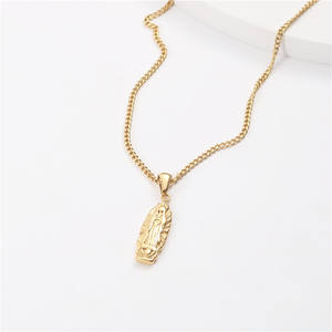 Collier en acier inoxydable plaqué or 18 carats, prière religieux, pendentif de la vierge marie, pour hommes et femmes - Product Image 1