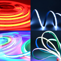 Bande lumineuse LED COB RGB 24V 576 LED/m avec télécommande, indice de protection IP20, dimmable, pour la décoration de pièces, de fêtes et la rétroéclairage TV