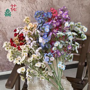 Hua Ding <b>Artificial</b> <b>Flowers</b> Long Stem Multi-Head Small Bloom Silk <b>Flower</b> For Wedding Decor Modern Style - Product Image 1