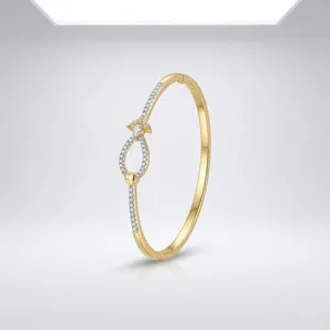 Pulsera de Aleación Chapada en Rodio Imitación al por Mayor con Diamantes Americanos y Piedras CZ para Mujer, Diseño Moderno, Nupcial, Boda, Estilo Indio - Product Image 1