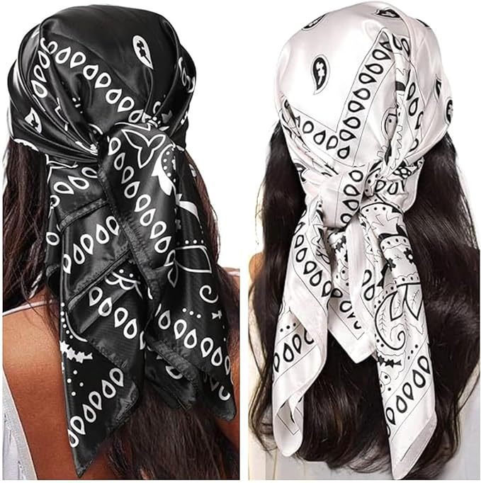 GAFATORY 6 Pcs Elastic Hair Scarf Headband Triangle Head Bandanas for Women Non GAFATORY 6 Pcs Elastic Hair Scarf Headband Triangle Head Bandanas for Women Non