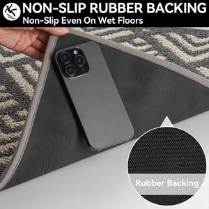 Alfombra de Entrada Antideslizante con Patrón Geométrico Rectangular, Alfombra de Entrada para Uso Doméstico, Fibra de Poliéster, Limpieza Localizada - Product Image 3