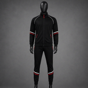 Survêtement sportif d'hiver pour hommes grandes tailles en coton et polyester avec fermeture éclair sur le devant, logo uni, vêtements de sport décontractés, service OEM - Product Image 1