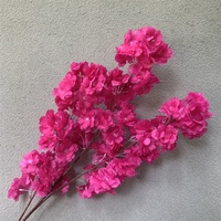 O-315 Décoration de mariage personnalisée OEM, branches de cerisier japonais artificielles en soie rouge rose vif de 1 m de long