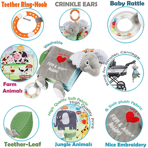 Juguete <span class=keywords><strong>de</strong></span> dentición para bebé <span class=keywords><strong>de</strong></span> moda, <span class=keywords><strong>libro</strong></span> <span class=keywords><strong>de</strong></span> tela suave con sonajero y anillo <span class=keywords><strong>de</strong></span> dentición, diseño <span class=keywords><strong>de</strong></span> elefante, ¡el más vendido! - Product Image 5