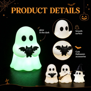 Mini Adorno de Fantasma Brillante para Halloween, Decoración Suave y Cálida, Accesorio Espeluznante, Micro Paisaje, Regalo Festivo para Mesa - Product Image 4