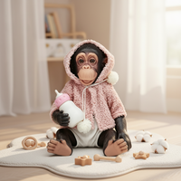Poupée singe réaliste en silicone, jouet chimpanzé avec tenue et biberon, doux, 2-4 ans, 30-50 cm, certifié EN71, série Fantasy