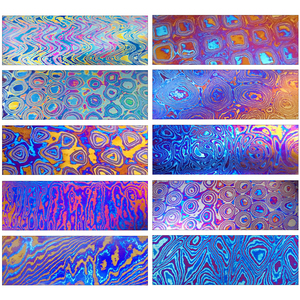 Kích thước tùy chỉnh Titan Damascus tấm/thanh phẳng 3 hợp kim bốn lá cỏ ba lá mô hình vật liệu kỳ lạ cho mặt dây chuyền hoặc dao - Product Image 2