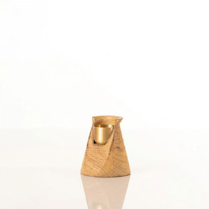 Bisect Minimalist Wood and Metal <b>Tea</b> Light Holdern Sliced Top Candle Sculptural Accent Piece - Product Image 2