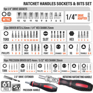Hi-Spec <b>Screwdriver</b> <b>Set</b> 1/4 In Hex Drive With Socket And <b>Bit</b> Kit For Electronic Assembly - Product Image 4