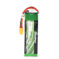 RacePow Baterai Mobil Rc, Isi Ulang Baterai 2S 7.4V 2200MAh 50C Lipo dengan Casing Keras untuk Mobil RC