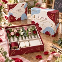 Boîte cadeau rigide personnalisée pour la Saint-Valentin avec couvercle, emballage de fleurs en papier, design de logo laminé brillant