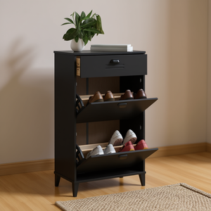 Scarpiera media nera in legno ingegnerizzato con plastica per organizzare le tue scarpe - Product Image 2