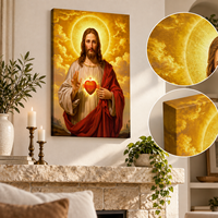 Impression sur toile du Sacré-Cœur de Jésus, décoration murale religieuse chrétienne pour la maison, échantillons OEM ODM prêts en moins d'une journée