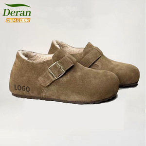 Chaussures d'hiver épaisses DERAN, mules Birkenstocks personnalisées, douces, confortables, cuir véritable de haute qualité, soutien de la voûte plantaire en liège antidérapant, nouveauté - Product Image 2