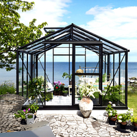 Véranda moderne en aluminium pour terrasse, balcon, ou enclos de jardin, kit DIY 4 saisons avec double vitrage trempé anti-corrosion