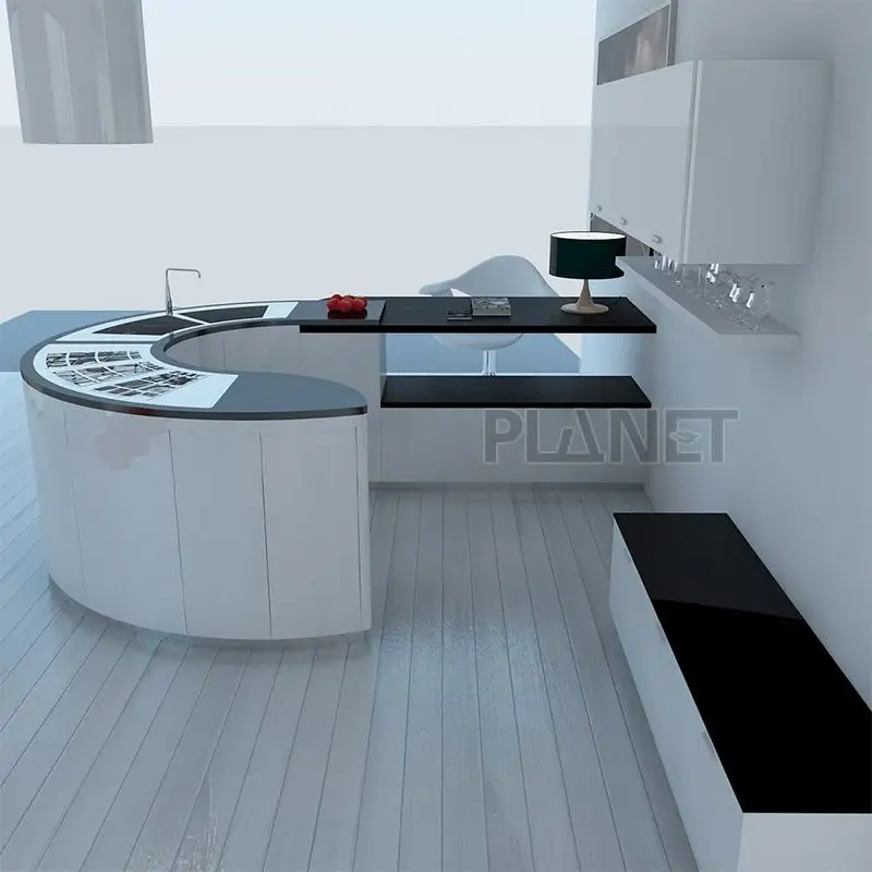 Armário de cozinha em forma curvada, porta frontal Mbf, móveis portáteis para cozinha, armário de parede