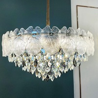 Suspension à hauteur réglable en verre cristal contemporain avec lustre créatif et décoratif design feuille