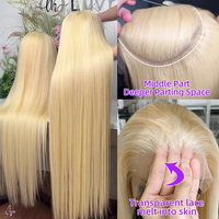 Pelucas de Cabello Humano con Encaje Completo 13x6 HD Transparente, Pelucas Rubias Miel 613 para Mujeres Negras, Pelucas con Encaje Frontal 13x4 Lisas