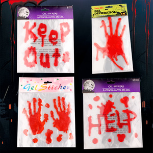 Autocollants en gel pour Halloween, mains sanglantes, décorations de fenêtre auto-adhésives, décoration de fête - Product Image 1