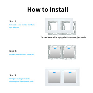 Interruptor de pared con conector de apertura por presión serie M, 60x60mm, 2 entradas, control táctil con panel de vidrio templado para caja de base redonda - Product Image 1