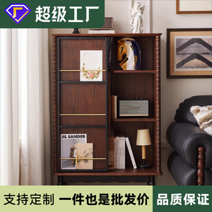 Weihang French Style <b>Solid</b> <b>Wood</b> <b>Bookcase</b> With Glass Doors Display Cabinet For Living Room Storage YS-806 - Product Image 5