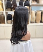 Perruques frontales en cheveux humains vierges chinois en gros, base en soie, bonnet transparent respirant, aspect naturel