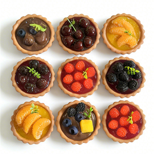 Flavorful Plastic Butter Shortcake Flat Fruit Tarts Simulation Food Model Orange Cherry Raspberry Blueberry Chocolate - Product Image 1