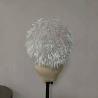Perruque afro blanche Einstein COS, best-seller transfrontalier, avec base en polyuréthane et bonnet en filet de soie K/P - Vente directe usine