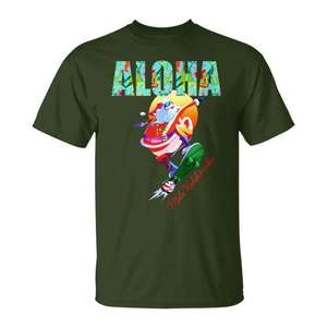Camiseta navideña hawaiana con diseño de Papá Noel tropical Aloha Mele Kalikimaka - Product Image 1