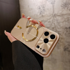 Funda Magnética Dorada Original AG Convertida para iPhone 17 16 15 14 Pro Max con Lente Láser Brillante y Marco de Cristal para Cámara, Cubierta Trasera - Product Image 5