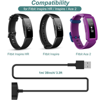 Câble USB de remplacement noir de 3,3 pieds (1 m) de long pour Fitbit Inspire HR, Ace 2, câbles de charge pour montre connectée
