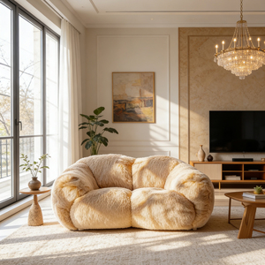 Divano Cloud Virale su Internet, Estetica Crema, per <span class=keywords><strong>Soggiorno</strong></span> e Camera da Letto, Piccolo Divano a Due Posti in Peluche Avvolgente - Product Image 2