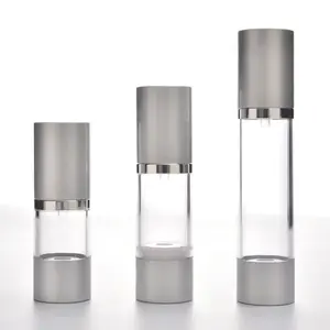 1oz 50 Ml Face Cream Oil Pump Cosmetic Packaging Bottle 50ml 30ml 15ml 100ml Aluminum Silver Clear AS Airless Bottle For Lotion