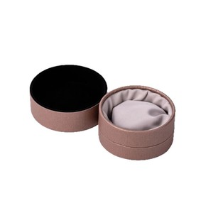 Boîte cylindrique en papier avec doublure en satin, logo estampé à chaud, emballage rigide pour bijoux, papier texturé exquis personnalisé - Product Image 6