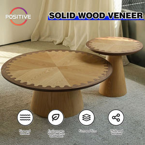 Parqué de madera maciza de diseño creativo <span class=keywords><strong>Mesa</strong></span> de centro <span class=keywords><strong>redonda</strong></span> Vintage Home High Low <span class=keywords><strong>Mesa</strong></span> <span class=keywords><strong>redonda</strong></span> Basse Pour <span class=keywords><strong>Salon</strong></span> - Product Image 2