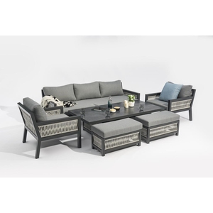 Divano <span class=keywords><strong>in</strong></span> vimini da giardino esterno AUDU lusso <span class=keywords><strong>in</strong></span> alluminio grigio rattan set da pranzo da esterno <span class=keywords><strong>in</strong></span> alluminio 9 posti con tavolino da caffè - Product Image 3