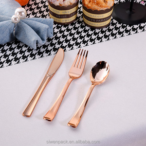 Fancy cứng dùng một lần Bạc Vàng tấm nhựa dao kéo bạc mạ vàng nhựa thiết lập dao kéo - Product Image 2