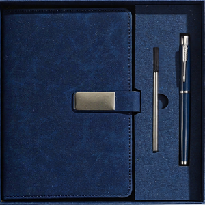IStapromo Gifts Luxury PU <b>Leather</b> <b>Notebook</b> Gift Set with Pen and <b>Refill</b> Blue Business Stationery Box - Product Image 1