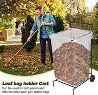 Support de sac poubelle portable avec roues, support réglable pour sacs à feuilles d'extérieur, support de sac poubelle durable, pour jardin, jardinage