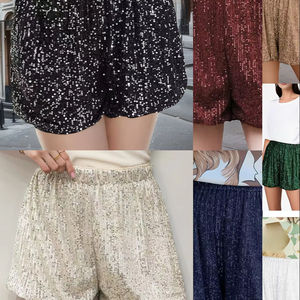 Nouvelles industries lourdes modernes paillettes européennes taille haute shorts femmes nouveau 2024 élastique ample jambe large pantalons chauds pantalons décontractés - Product Image 4