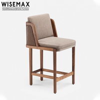 WISEMAX FURNITURE Mobilier moderne et minimaliste pour hôtels, tabouret de bar, bois de frêne, dossier en rotin, ensemble de chaises de salle à manger en cuir pour la maison