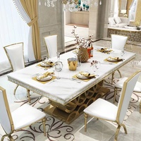 Nouveau produit Offre Spéciale de meubles de salle à manger de luxe table à manger ensemble de restaurant 6 chaises de salle à manger ensemble de marbre design moderne