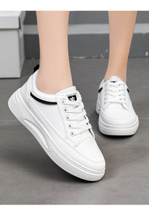 Nuove scarpe bianche in pelle microfibra suola spessa sneakers rialzanti scarpe casual moda <span class=keywords><strong>donna</strong></span> - Product Image 6