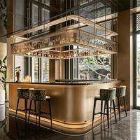 Comptoir de bar lumineux à LED en marbre de luxe avec design en acier pour café