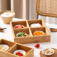 Plateau de rangement en bois pour bureau avec séparateurs pour collations, plateau à fruits, boîte à fruits secs en bois à quatre compartiments, plateau à thé à neuf compartiments