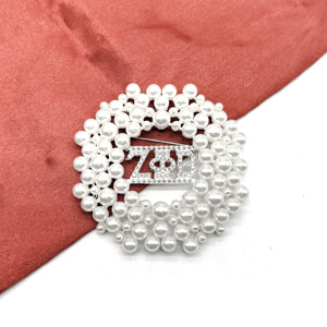 Personnalisation de la sororité et de la fraternité grecques Rhinestone Zeta Phi Beta Pearl Brooch Pins for Women Decoration - Product Image 5